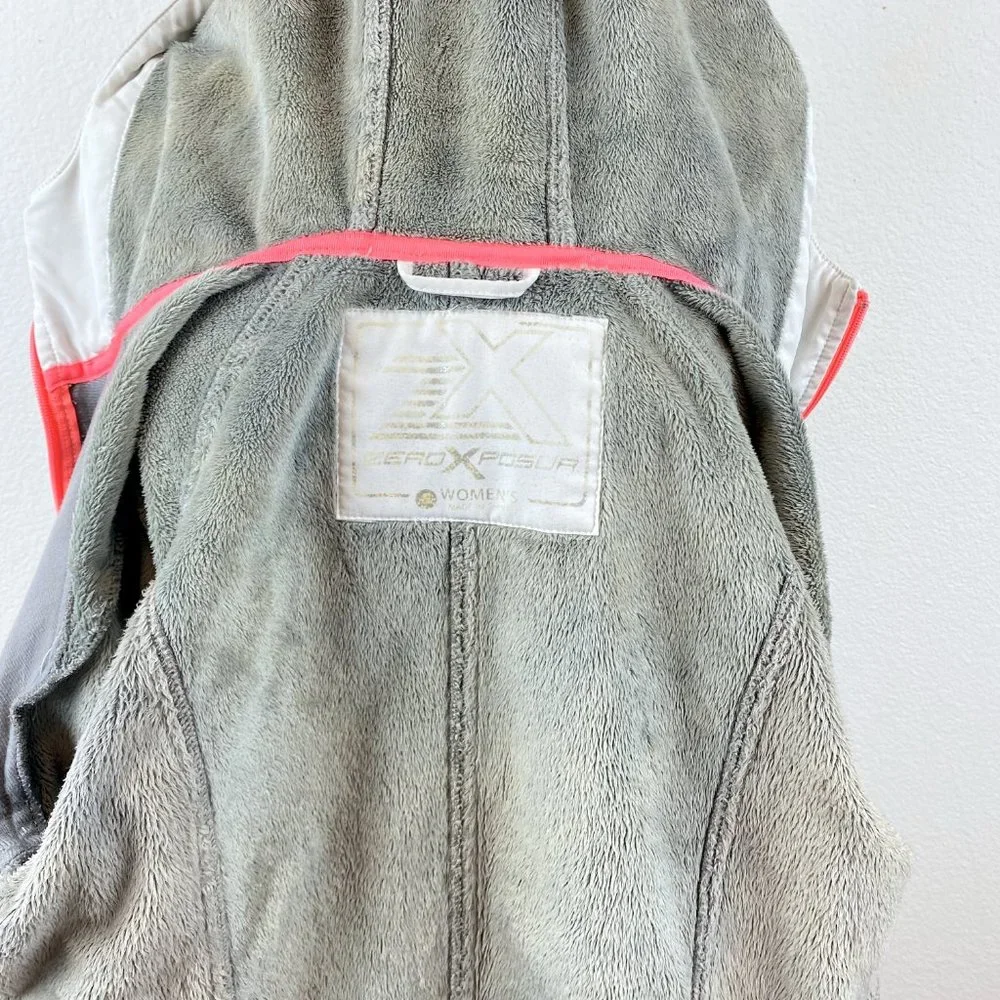 ZERO X POSUR Hooded Jacket Sz Small Light Gray Fleece Lined Outdoor Sports - Picture 11 of 11